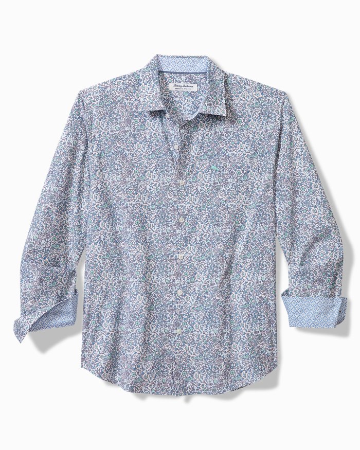 Big & Tall Sarasota Stretch Blue Flora IslandZone® Shirt