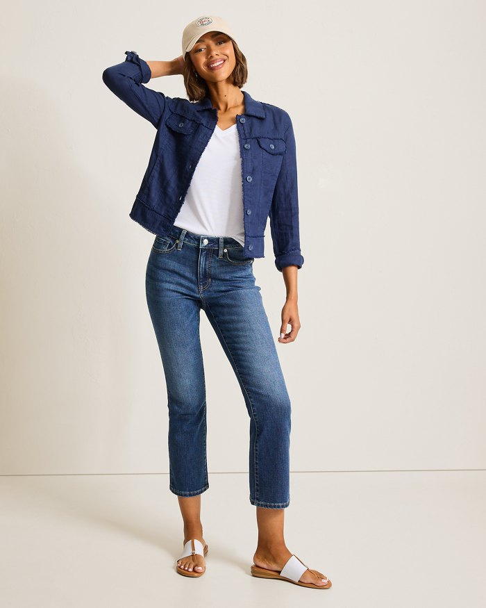 Mid-Rise Cropped Mini Bootcut Jeans