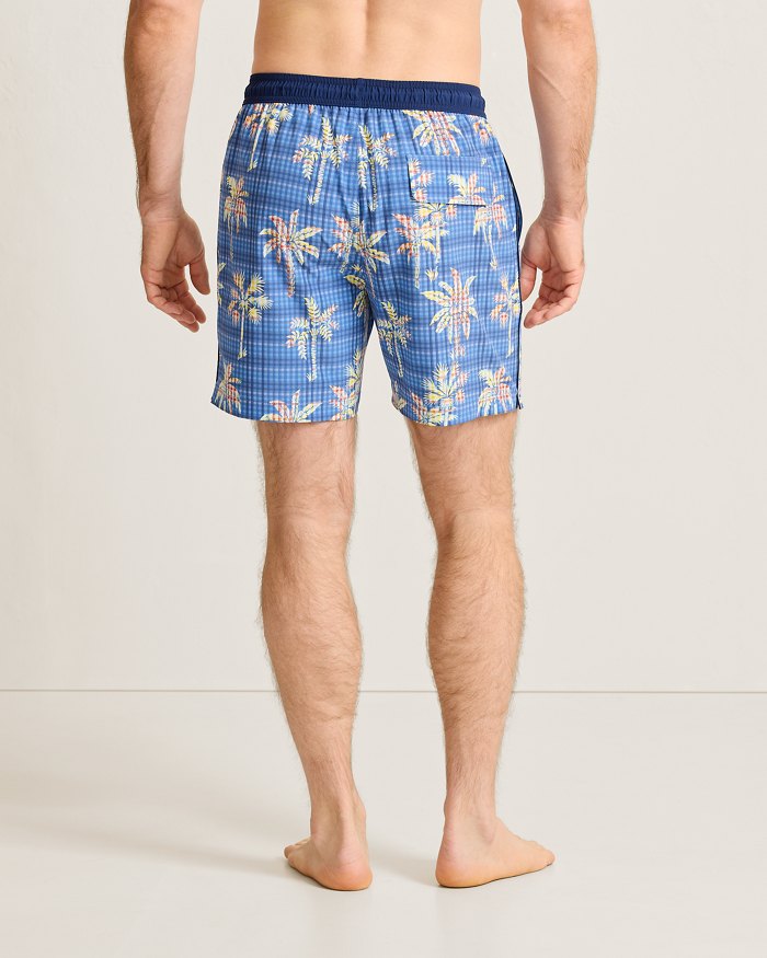 Naples Gingham Palms 6-Inch Swim Trunks